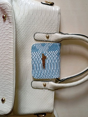 White bag with blue detail like new