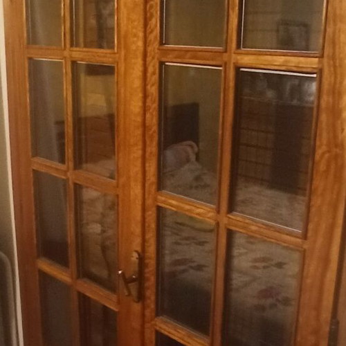 Wooden window frames used, solid mahogany with double glass