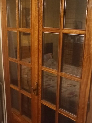 Wooden window frames used, solid mahogany with double glass
