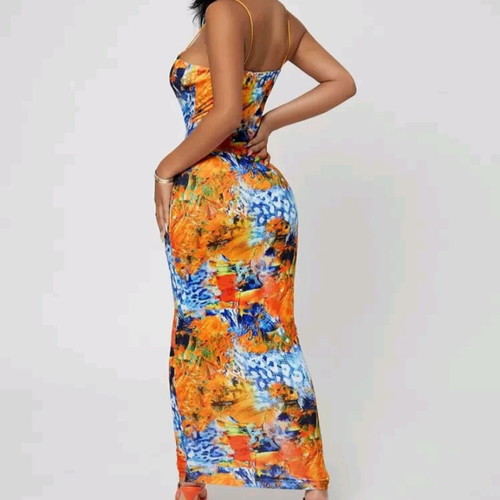 Shein summer print stretch long dress size M 38 new