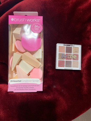 Makeup set 2 pieces with Lottie London eyeshadow palette and 24 Brushworks sponges new