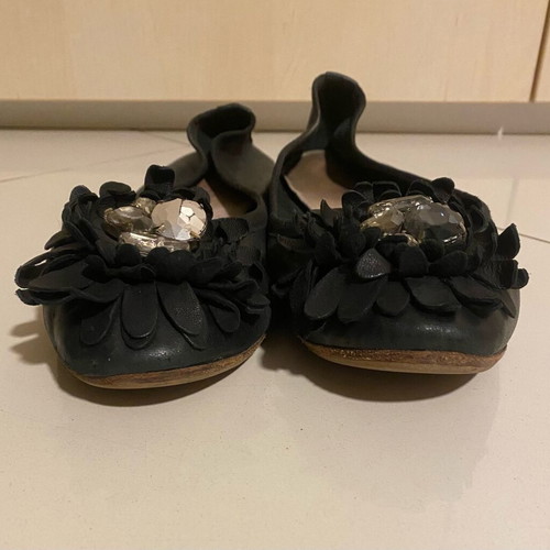 Tsakiris Mallas ballerinas used, black leather with stones, size 39