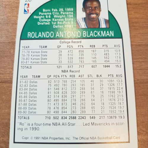 NBA Rolando Blackman Card new condition