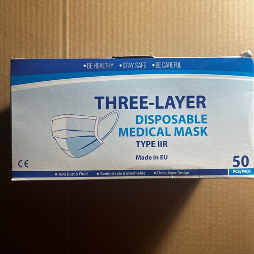 Medical Masks Type IIR Three-Layer New, pack of 50