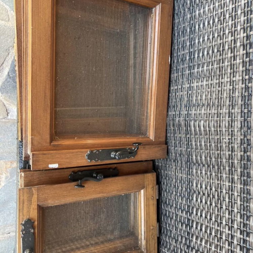 Wooden window shutters set of 3 with new screens, like new, brown