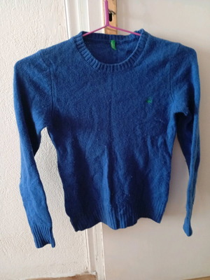 Benetton jumper blue used, 100% wool, size XS