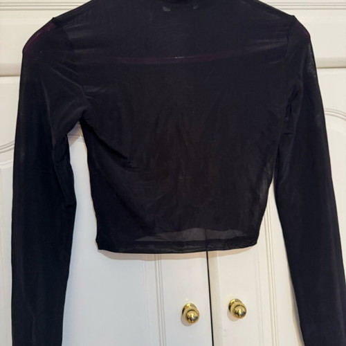 Bershka transparent crop top like new with mock neck black XS