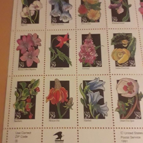 29c WILD FLOWERS SHEET 1992, USA Scott #2647 MNH. (30).