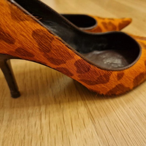 Sasha London women's leather orange-brown pump used, size 40