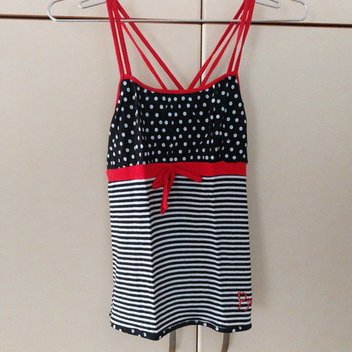 Pinup blouse used No S, blue and red
