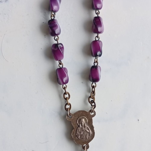 Christian Rosaries with Amethyst Stones used, set of two