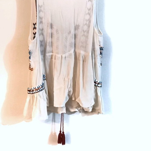 Moutaki summer airy blouse used, multicolor