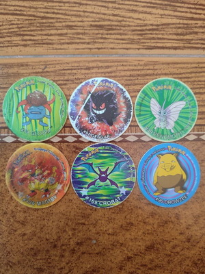Pokemon tazos used, set of 5 rare stickers