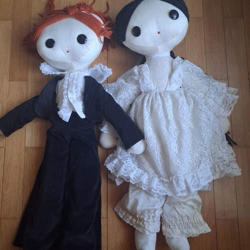 Handmade vintage dolls, set of 2, 75 cm tall