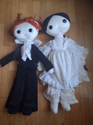 Handmade vintage dolls, set of 2, 75 cm tall