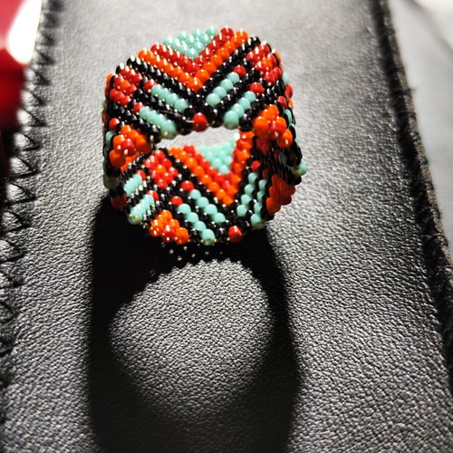 Handmade peyote stitch ring with Miyuki beads, new