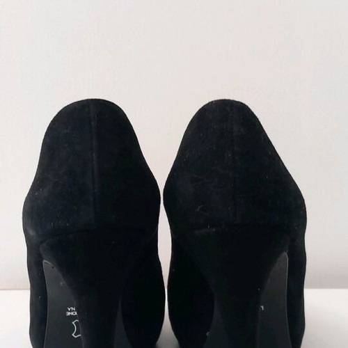 Anastazi Bournazos peep toe pumps black suede leather 10cm size 36 like new
