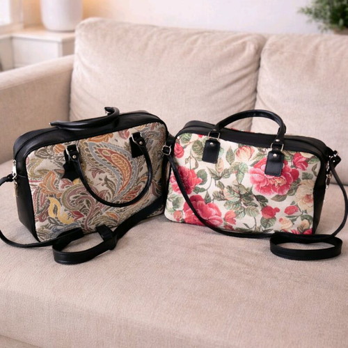 Handmade shoulder bags new with leather details, set of two