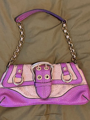 Guess Vintage Pink Monogram Shoulder Bag like new