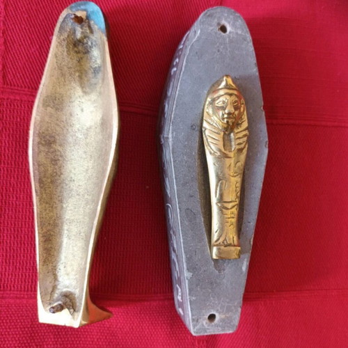 Bronze Egyptian Sarcophagus used, 15x5 cm