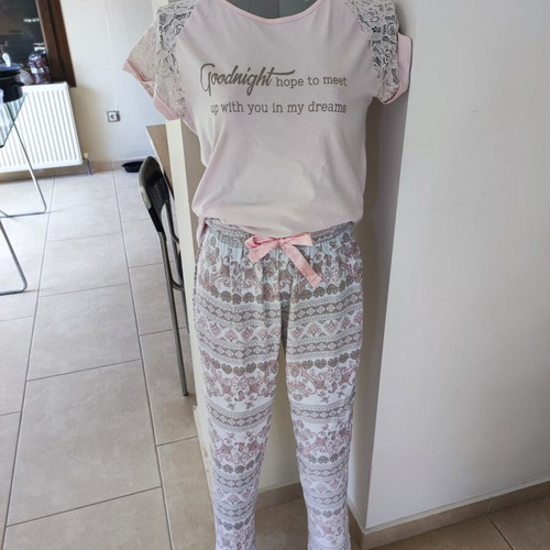 Pajama set used, size Small, soft breathable cotton fabric, pink