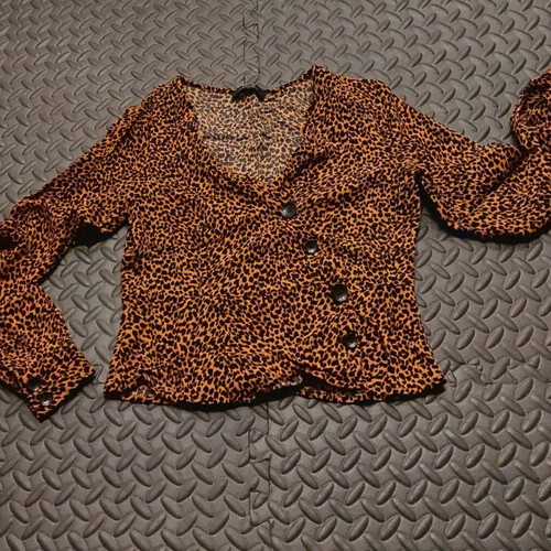 Bershka women's wrap shirt like new, brown and black crop top