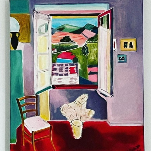 Village Window oil painting on canvas new, 50×60