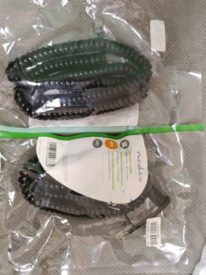 Spiral RJ10 Cable 2 pcs 5.0 m Male to Male Black