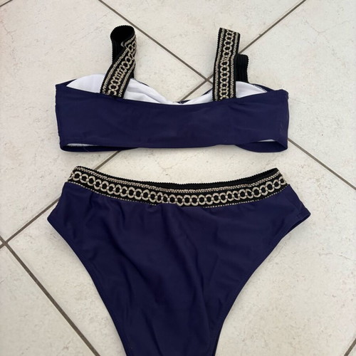 Bikini set blue with gold detail, size M, like new