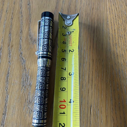 Campo Marzio carved embossed pen in silver and black, like new