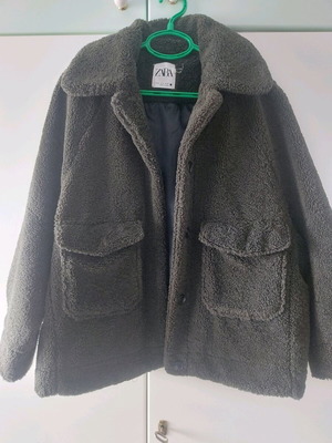 Μπουφάν μαλλινό σκουρό πράσινο Zara σαν καινούργιο