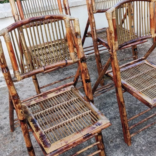 Bamboo folding chairs used, pack of 60 pieces