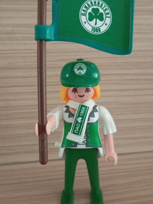 Playmobil Panathinaikos Fan Figure with Flag, Scarf and Hat new