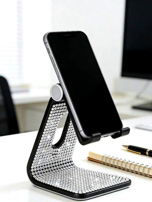 Phone stand with rhinestones new, foldable for smartphone and tablet