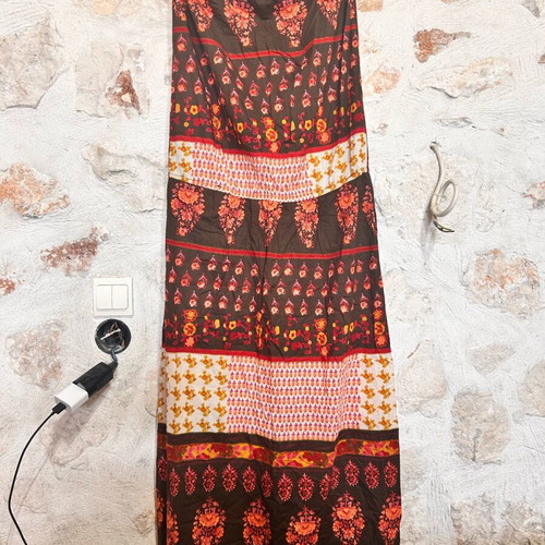 Helmi Strapless Maxi Dress used, size 44, red orange