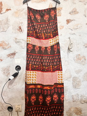 Helmi Strapless Maxi Dress used, size 44, red orange