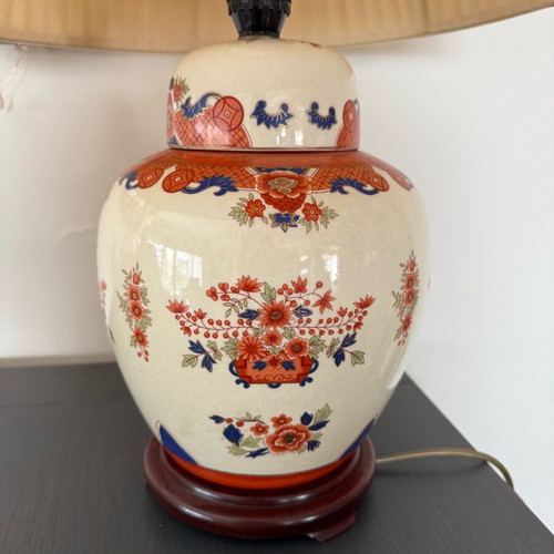 Ceramic table lamp porcelain with handmade floral designs like new