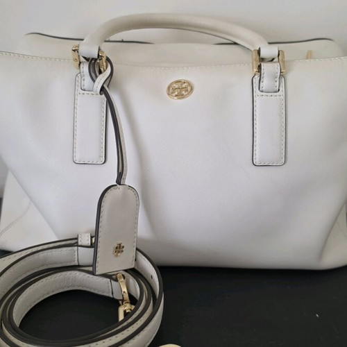TORY BURCH δερμάτινη χειρός τσάντα μεταχειρισμένη, άσπρη