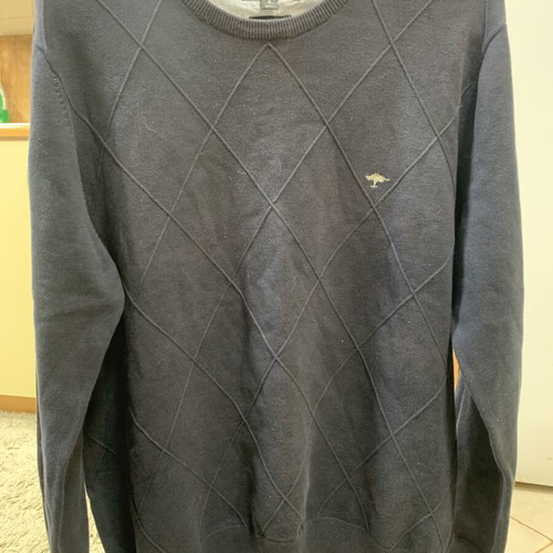 Fynch-Hatton men's knit sweater size S, navy blue cotton