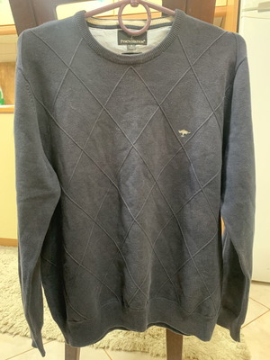 Fynch-Hatton men's knit sweater size S, navy blue cotton