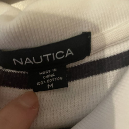 Nautica men's polo shirt size L, like new, white and blue