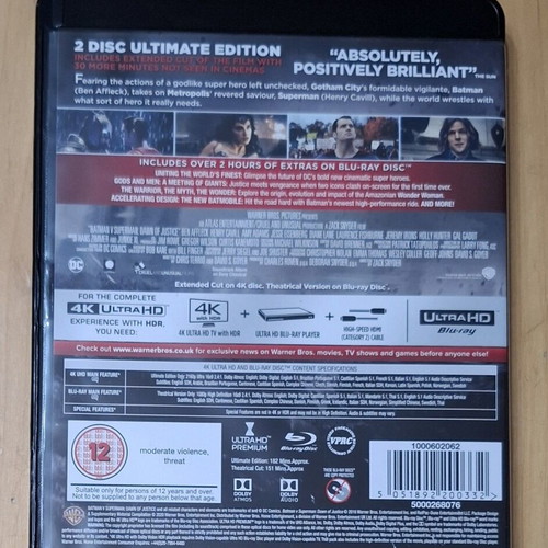 Batman v Superman Dawn of Justice Ultimate Edition 4K Blu-Ray like new