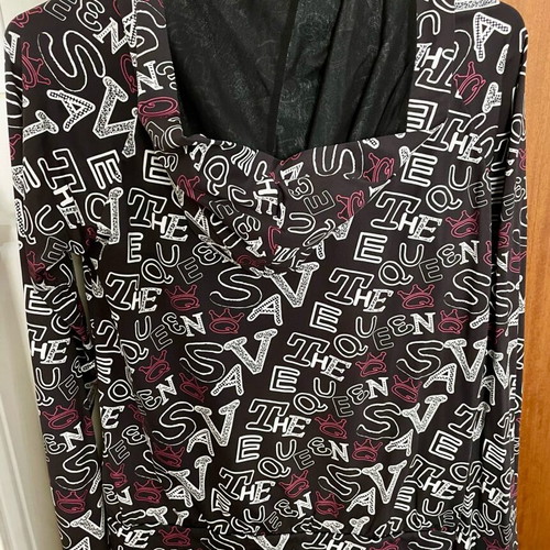 Save The Queen jacket with zipper and hood like new, size S, black-white