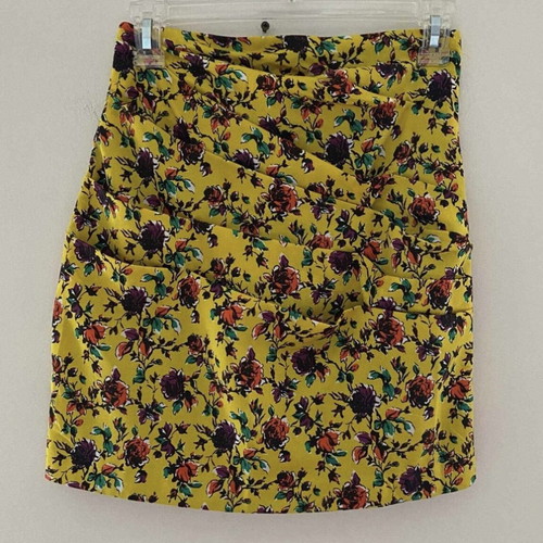 Zara yellow floral mini skirt medium with rhinestones used
