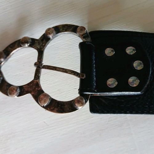 Zara leather belt size 85 like new, black with silver decorations