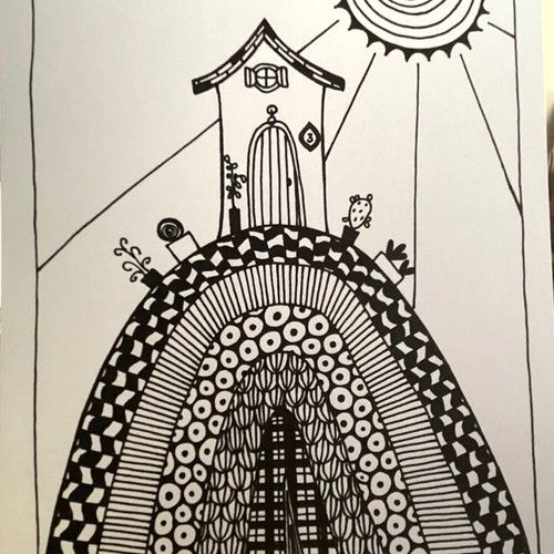 House sketch original on acid free watercolor paper 14.8x20.5cm