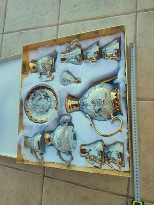 Porcelain tea and coffee set new, luxury with gold and floral details