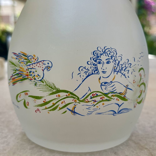 Set of 2 Loumidis collectible glass coffee jugs signed by G. Stathopoulos