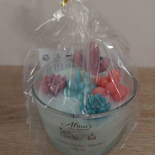 Handmade scented candle Lemon Cactus Garden new