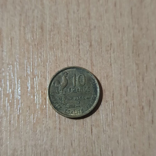 10 Francs France collectible coin 1952 used, aluminum bronze